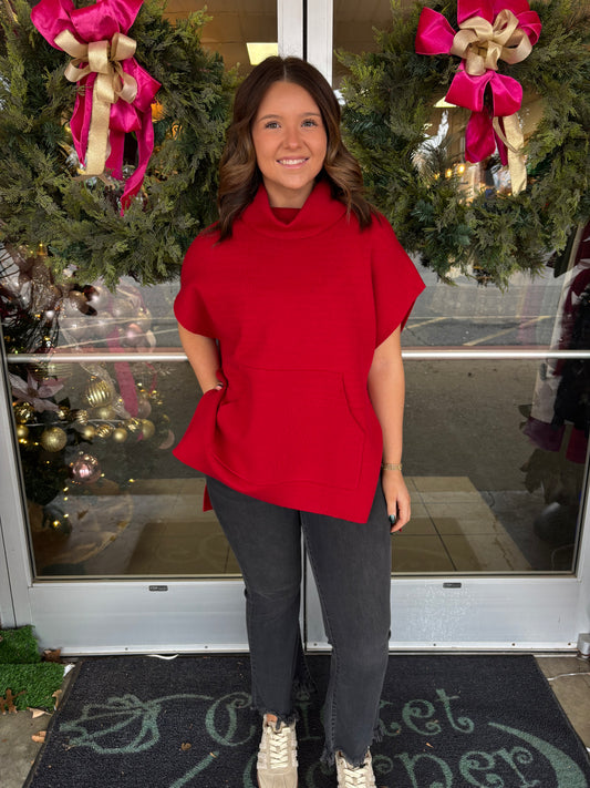 Kanga Scarlet Turtleneck Poncho