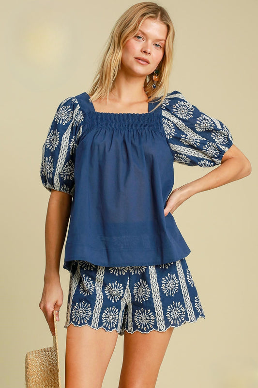 Navy Embroidered set