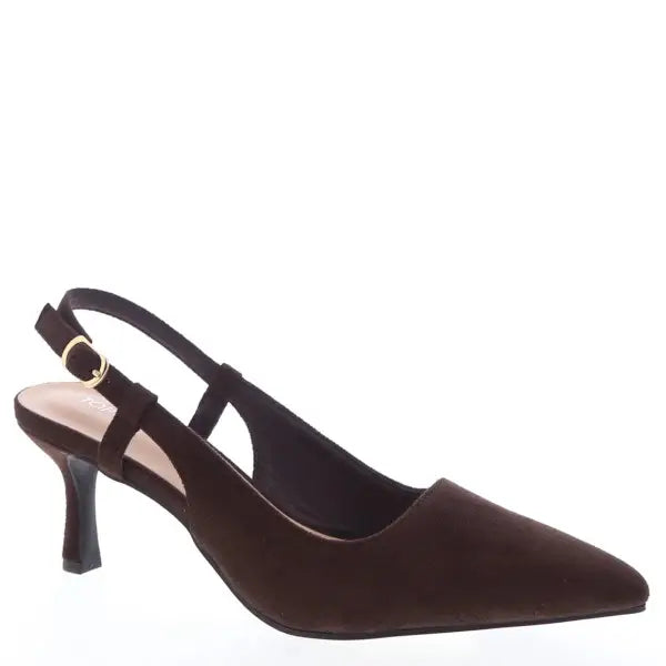 Betty Slingback Brown Suede Heels