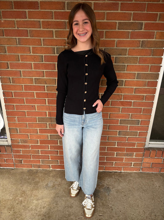 Button Front Knit Cardigan