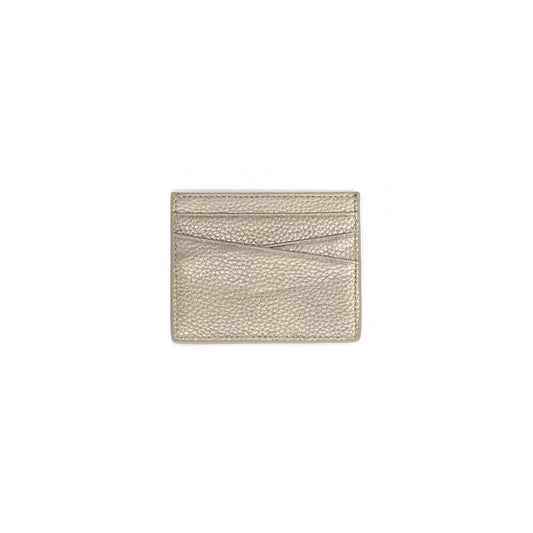 Pebbled Assym Credit Card Holder Pewter
