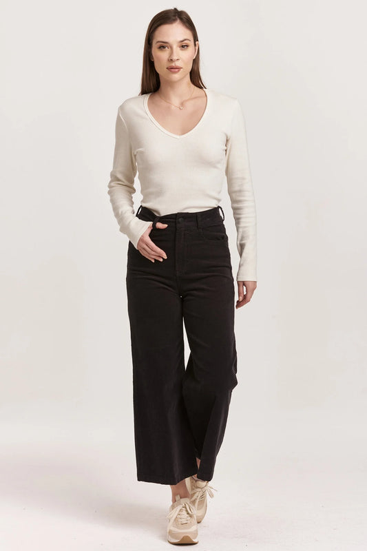 Audrey Black Corduroy High Rise Crop Flare