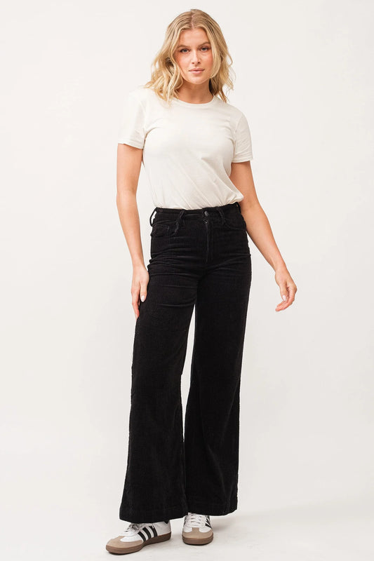 Fiona Black Corduroy Hirise Wideleg