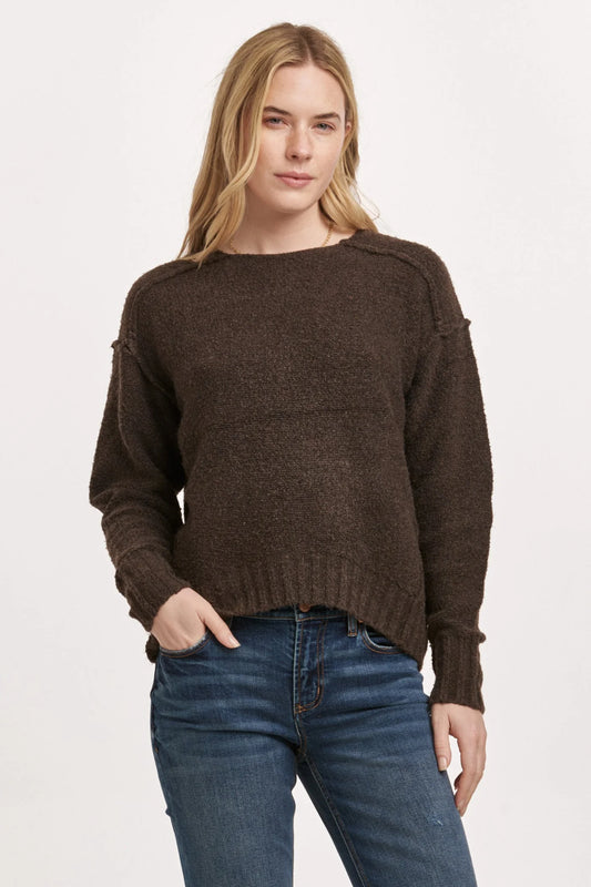 Jenna Chocolate Raw Detail Sweater