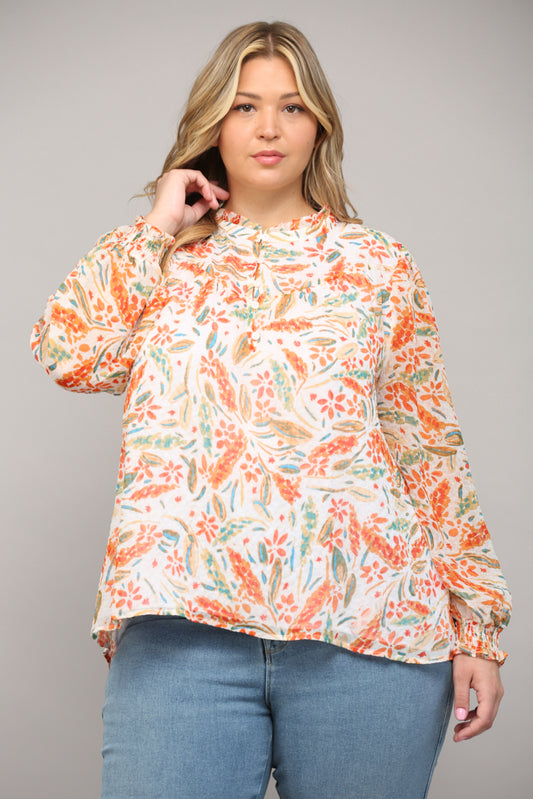Cream Multi Button Front Blse