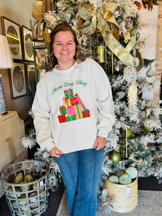 "Merry Everything" embroidery sweatshirt