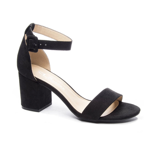 Jody Black Suede Ankle Strap Heel