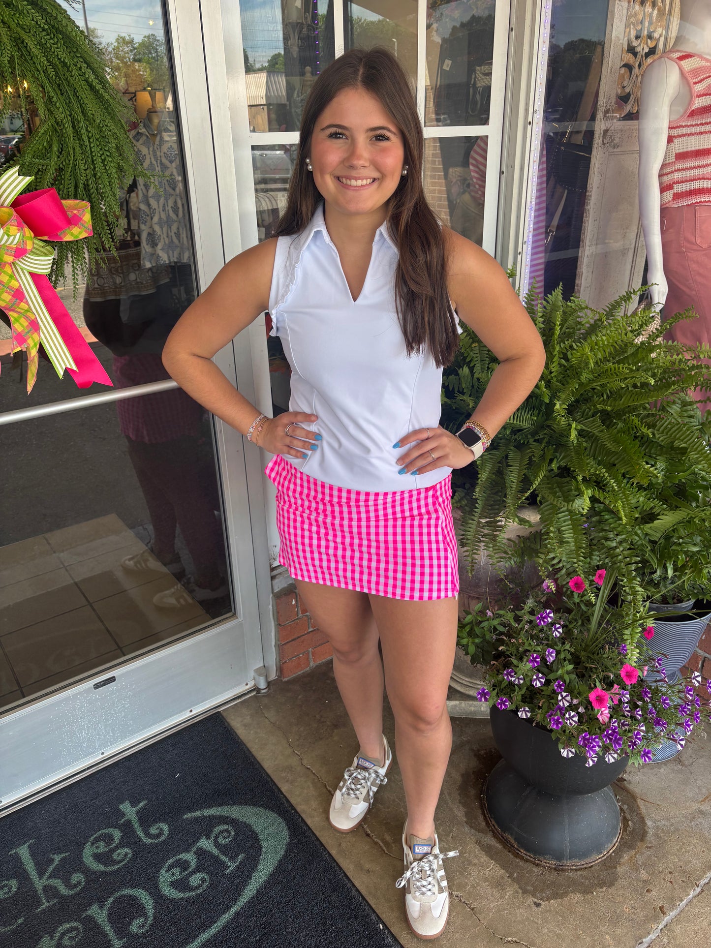 Tessa Pink Gingham Skort