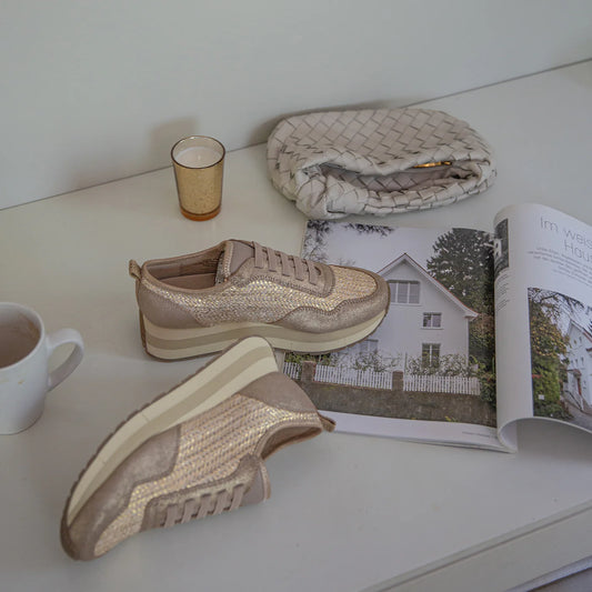 Kinetic Gold Raffia Sneaker