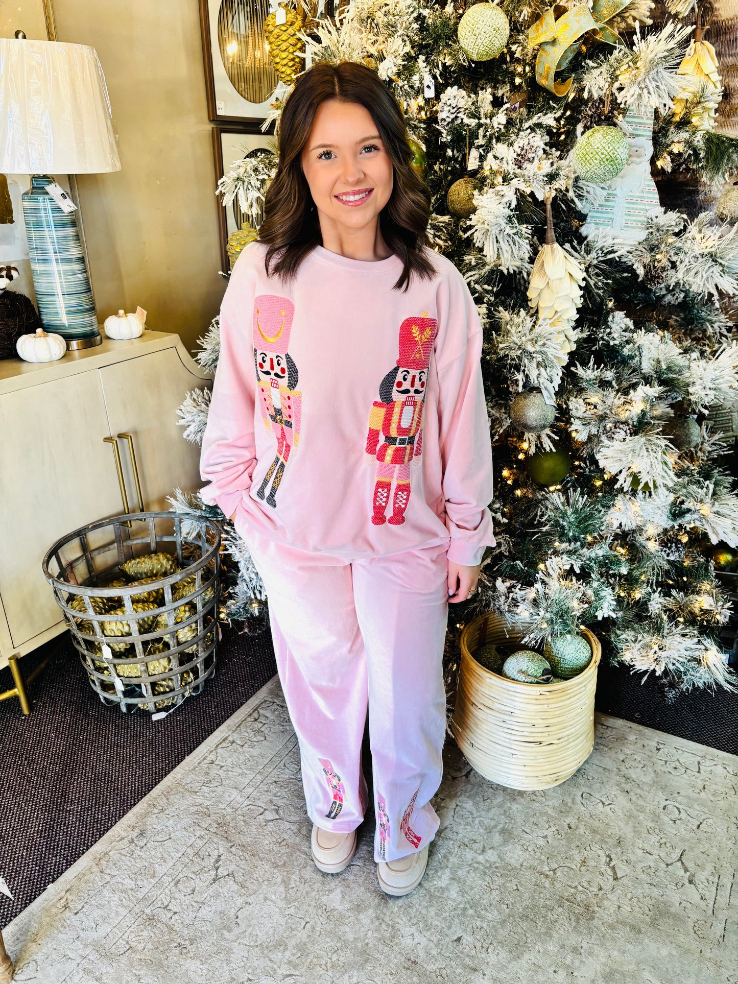 Nut cracker embroidery Corduroy knit set