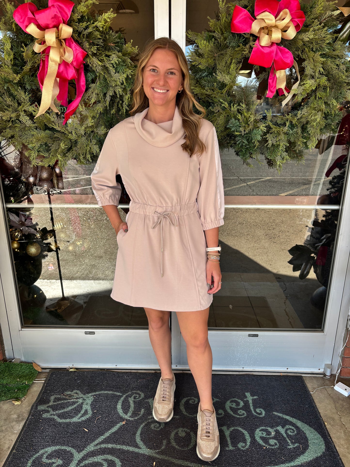 Blush Drawstring waist dress