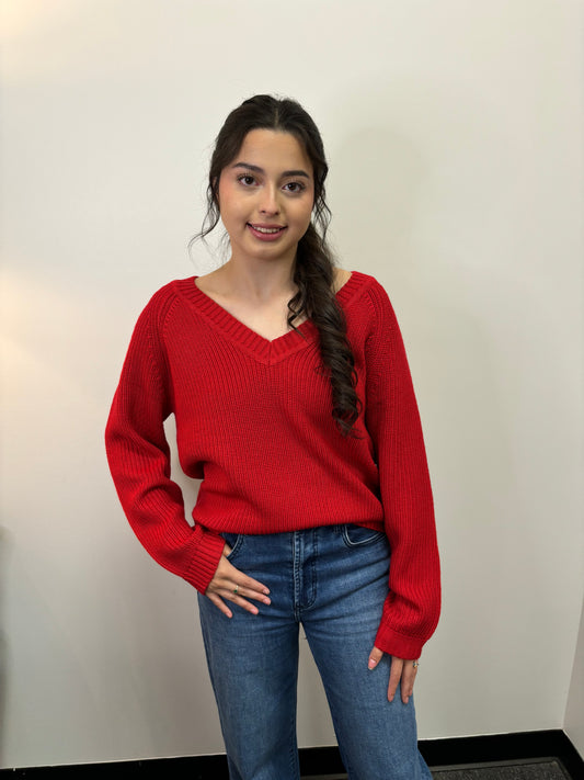 Lago V Red Vnk Sweater