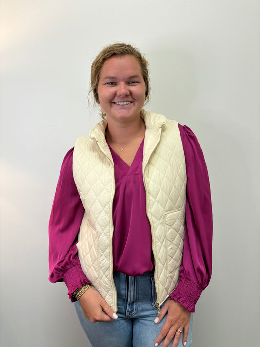 Beige Quilted Vest