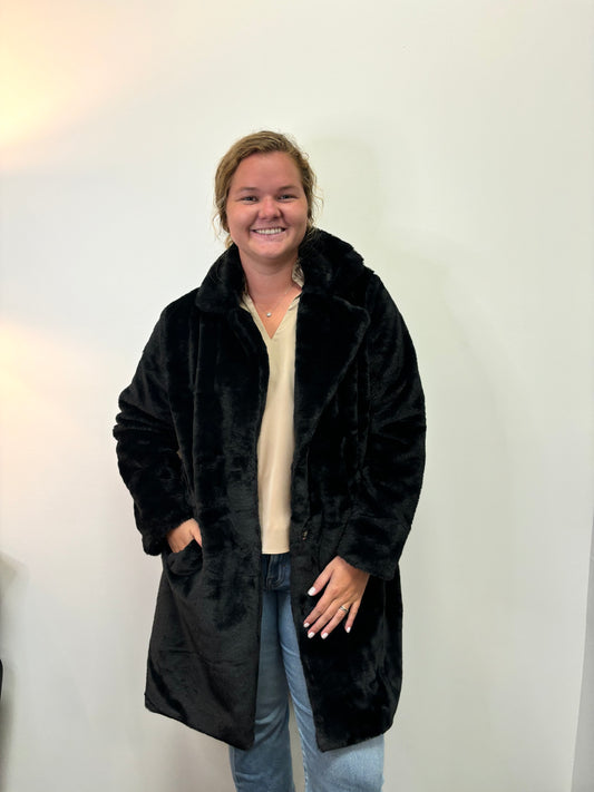 Faux Fur Button Up Coat