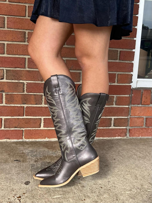 Zerena Gunmetal Western Boot