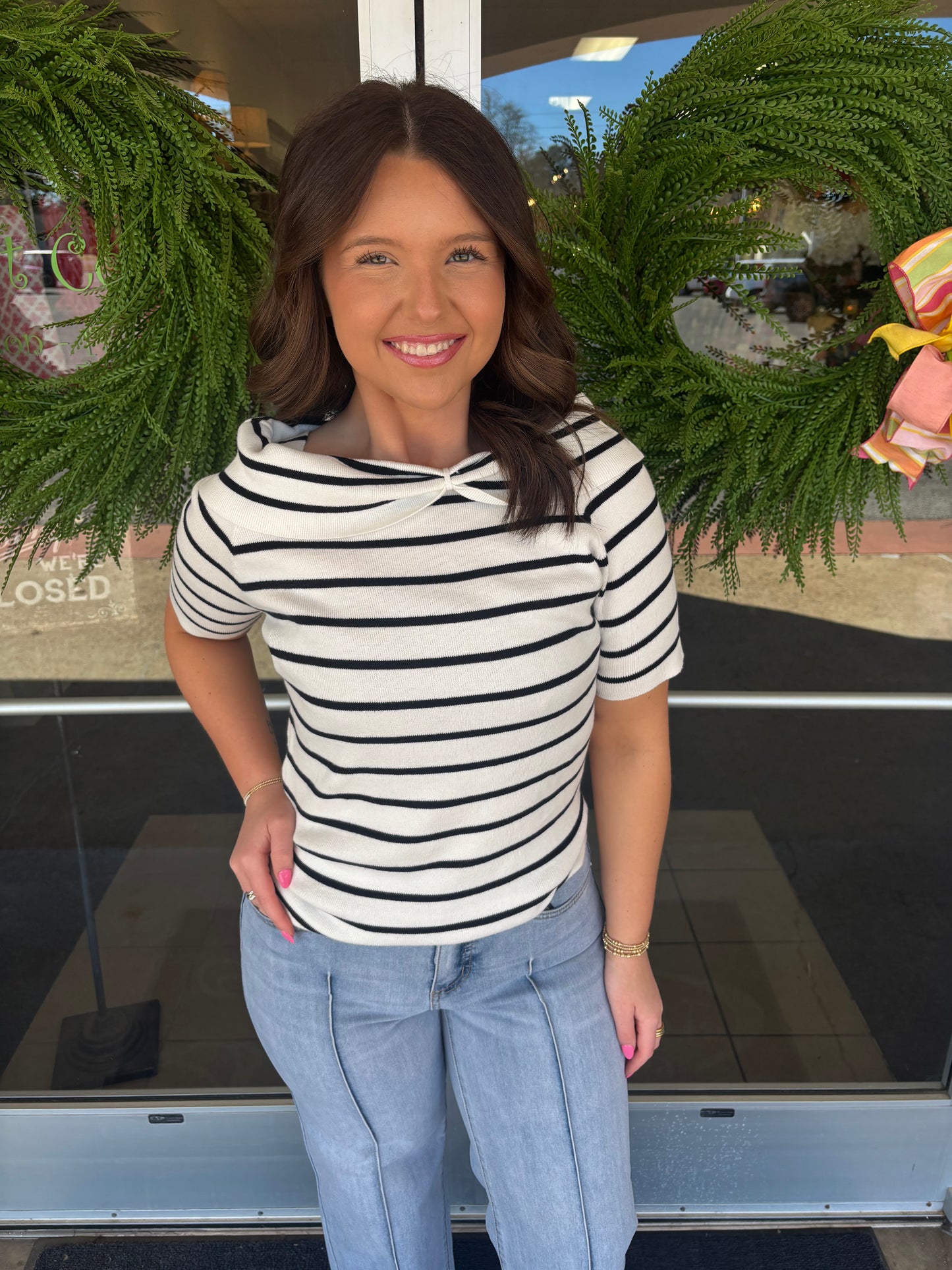 Boatneck Black&White Striped Sweater