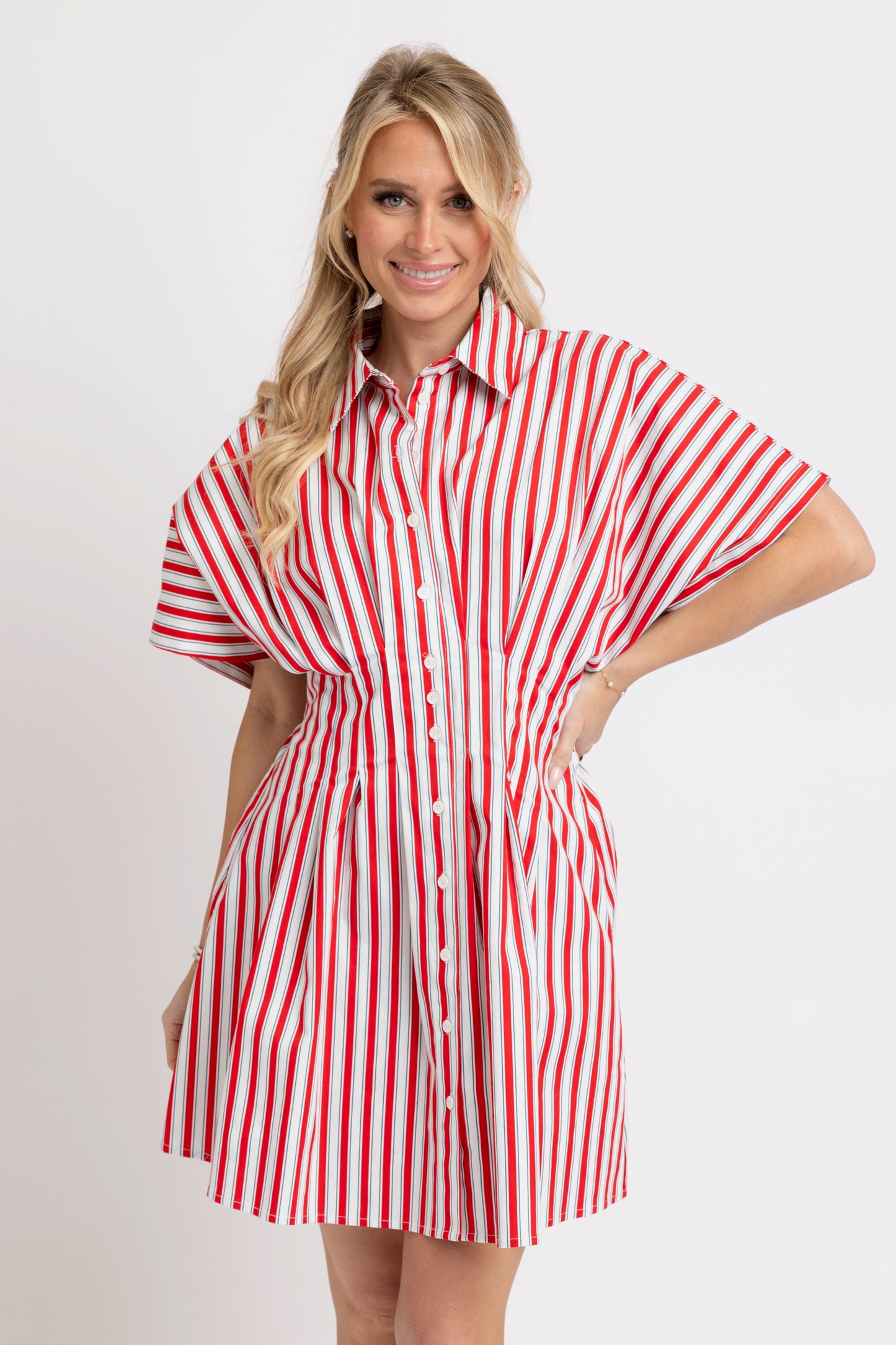 America Stripe Button Down Shirt dress