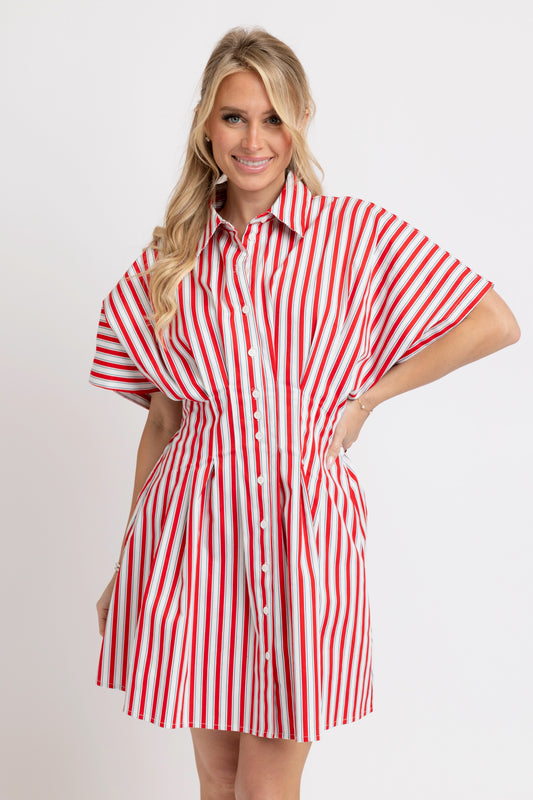 America Stripe Button Down Shirt dress