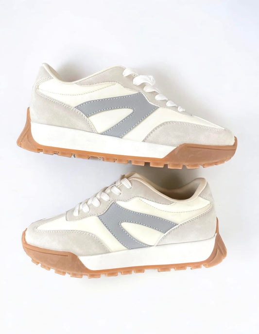 Round Sneaker- Grey and white