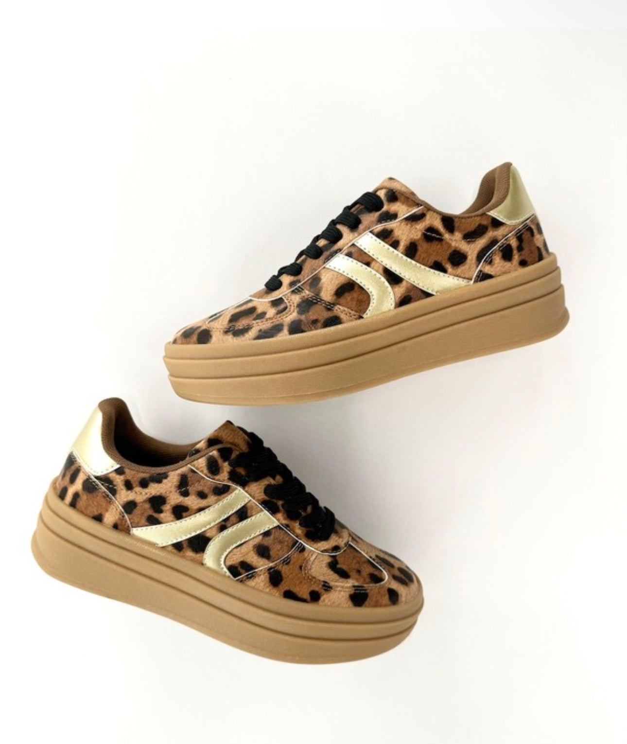 Topping platform sneaker- Leapord/Gold