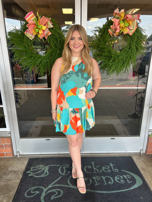 Printed bubble hem dress