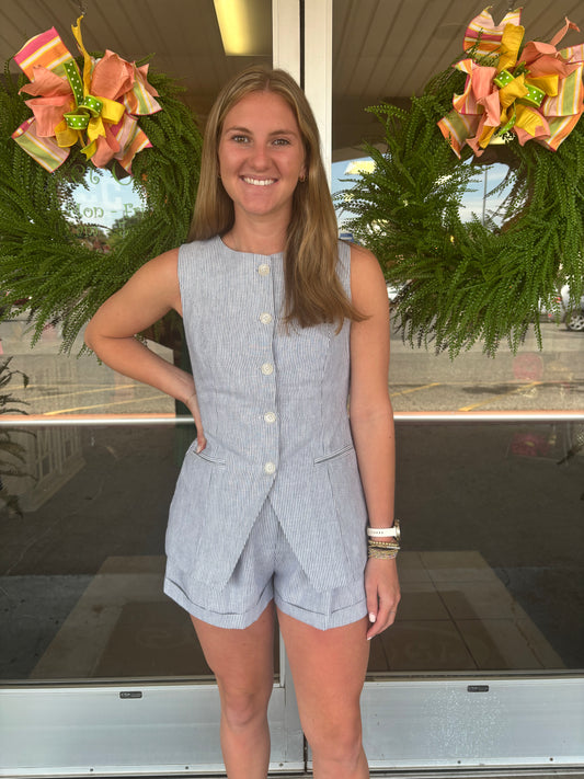 Chambray Stripe Short