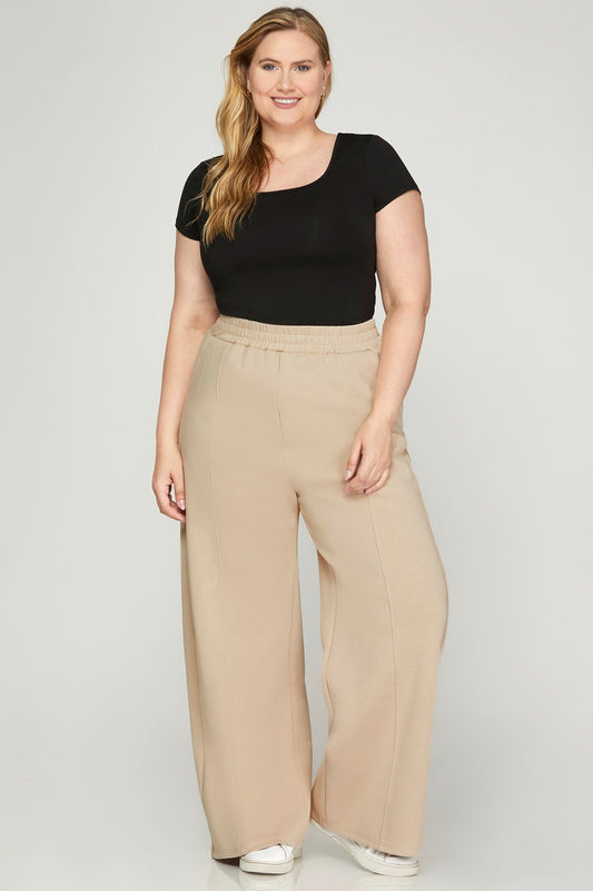 High Waisted Scuba Knit long pant - Plus