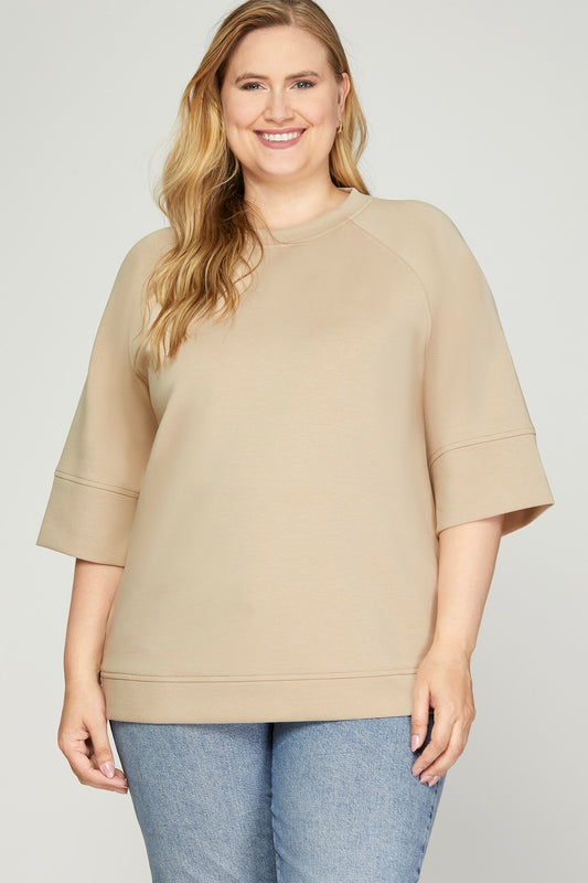 3/4 Sleeve Scuba Knit top