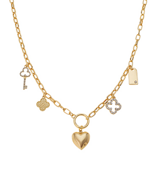 Multi Charm Heart Necklace