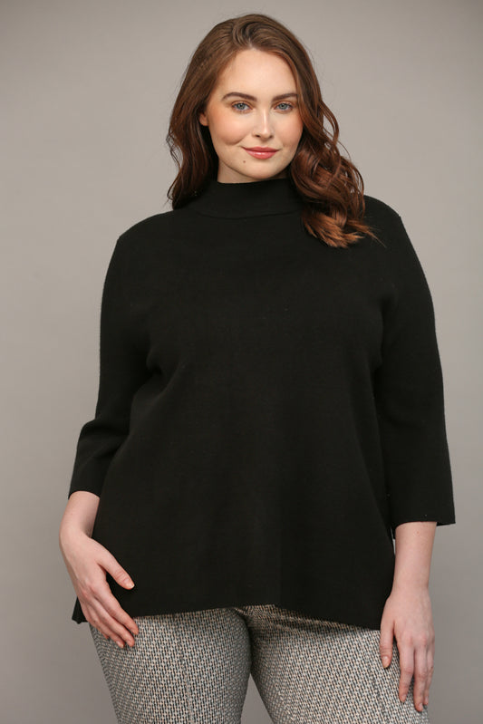 Black Mock Neck Bell Slv Sweater