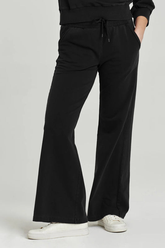 Quincy Blk Wideleg Terry Pant