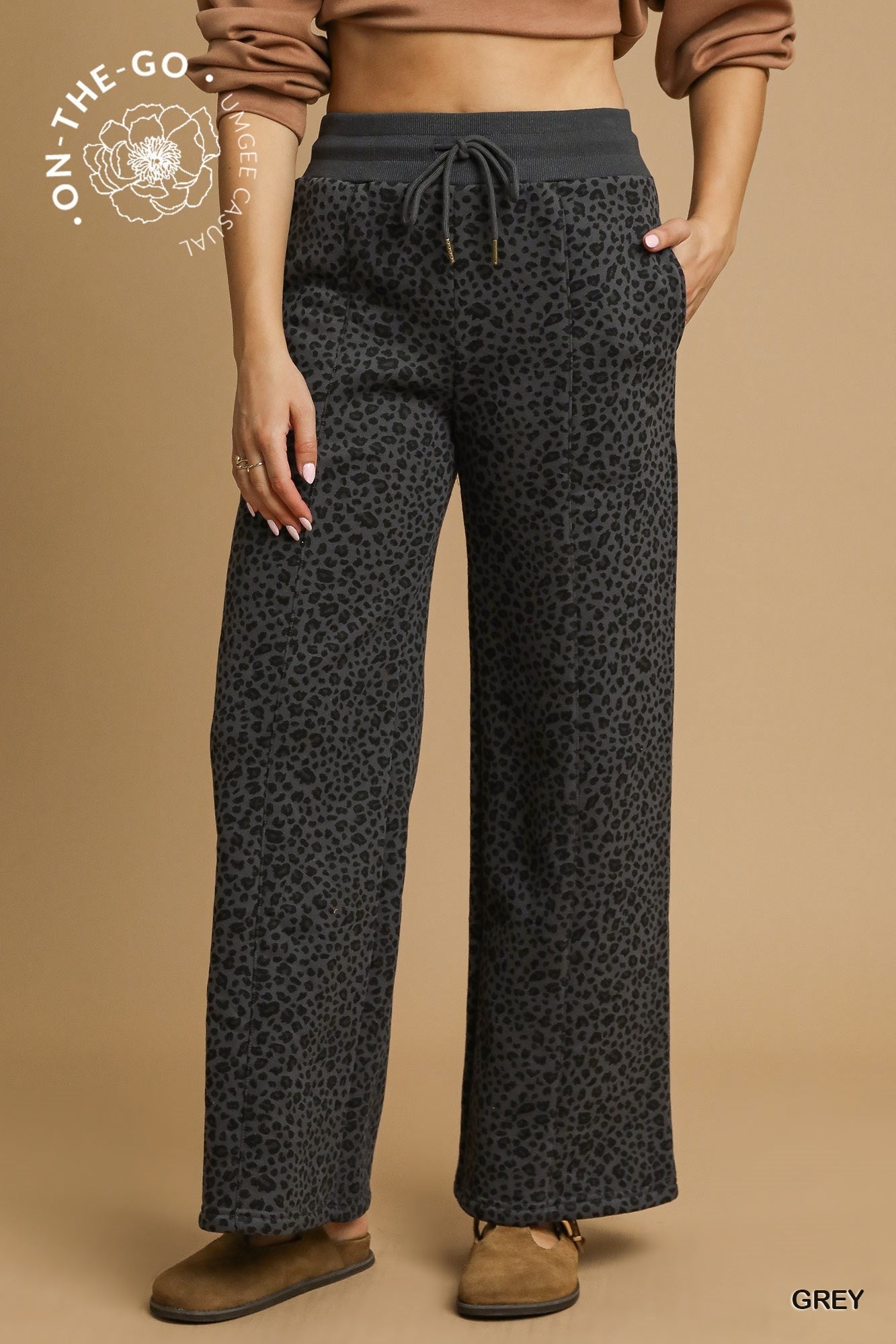 Leopard Print Wide-Leg Lounge Pants