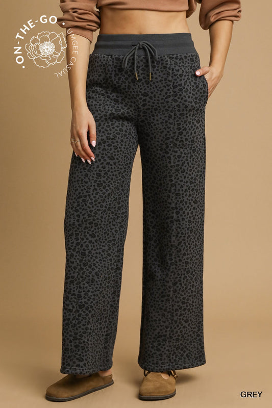 Leopard Print Wide-Leg Lounge Pants