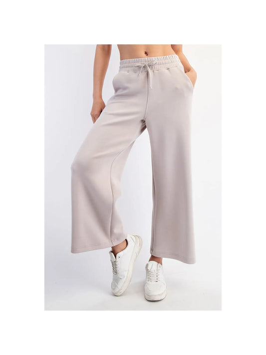 Modal Cropped Wide Pant Mocha Cream