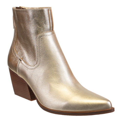 Baton Gold Pointed Ankle Boot
