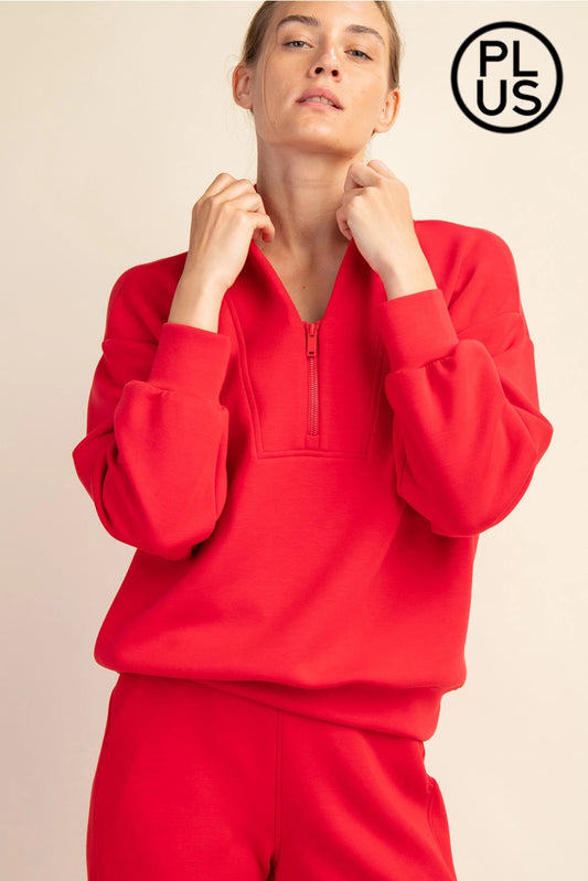 True Red Span Scuba vneck +