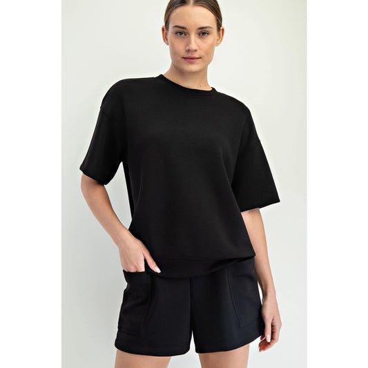 Black or Lite Mocha Short Sleeve Sweatshirt
