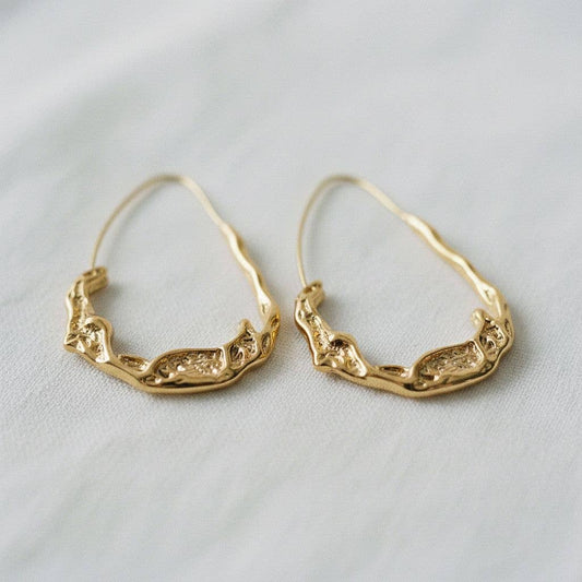 Gold Plated Lava Water Drop Hoop Earrings