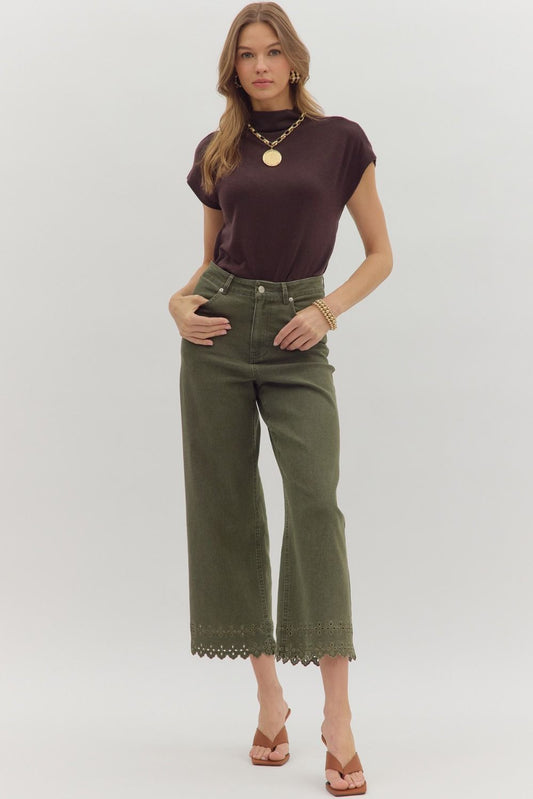 High waist ankle length pants