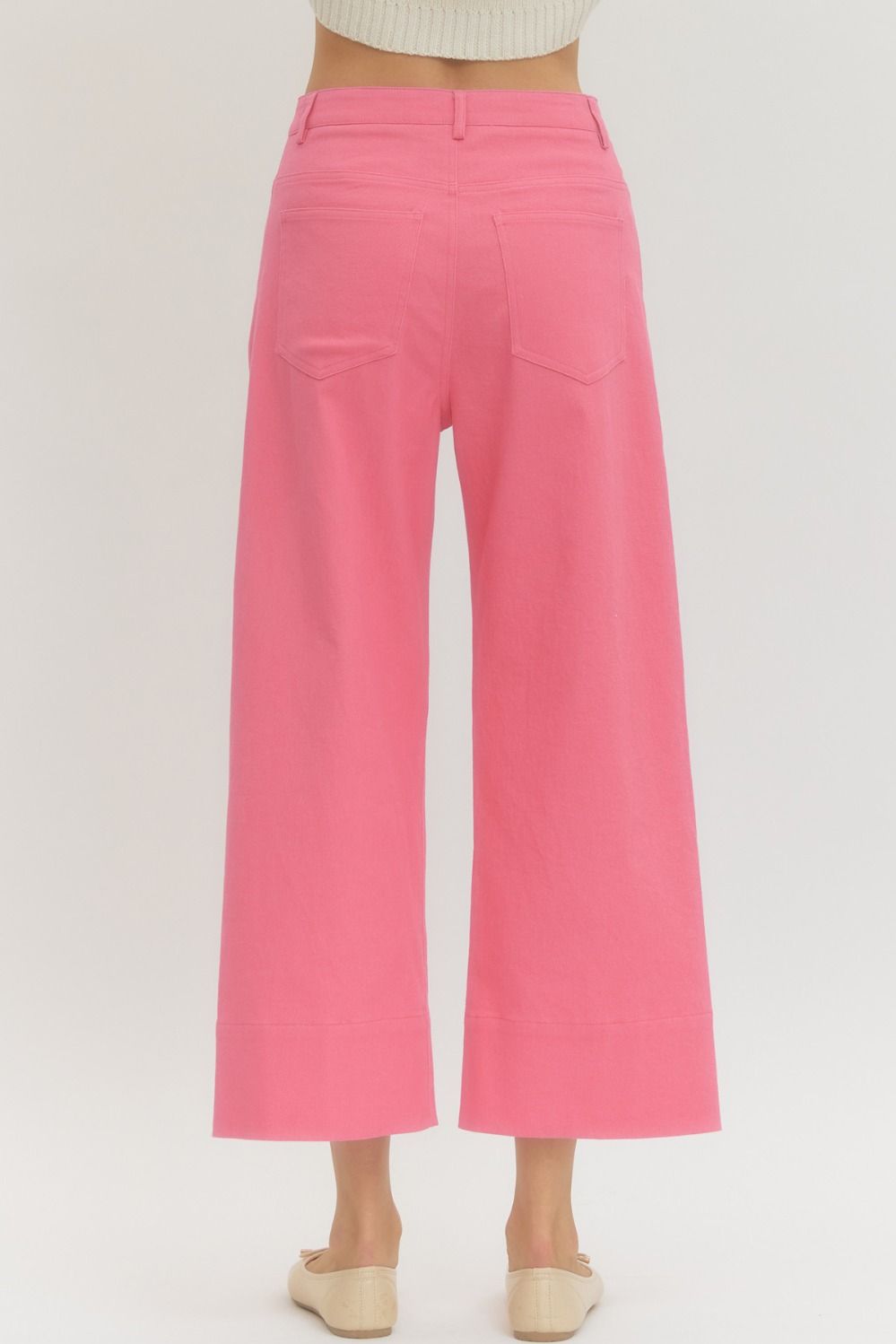 Pink Solid wide leg pants