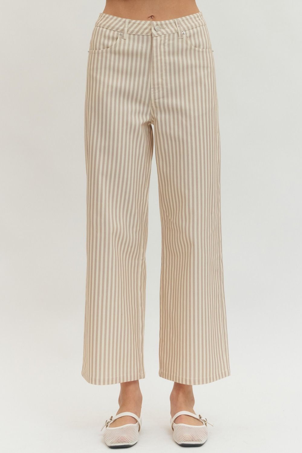 Tan Striped wide leg pants