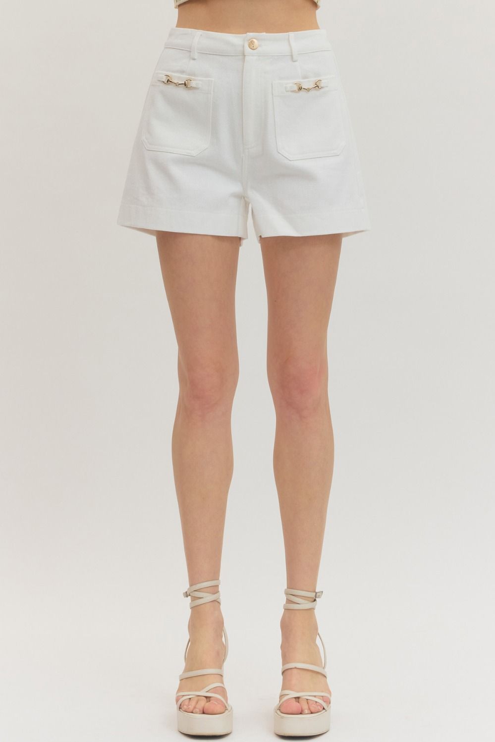 White high-waisted shorts