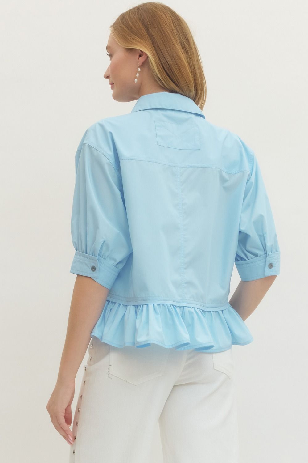Lite Blue Peplum Shirt