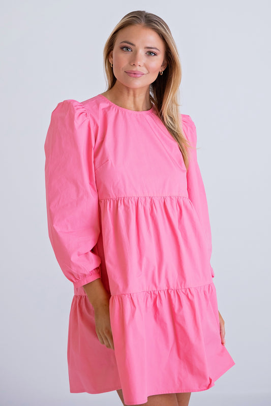 ls pink tier dress
